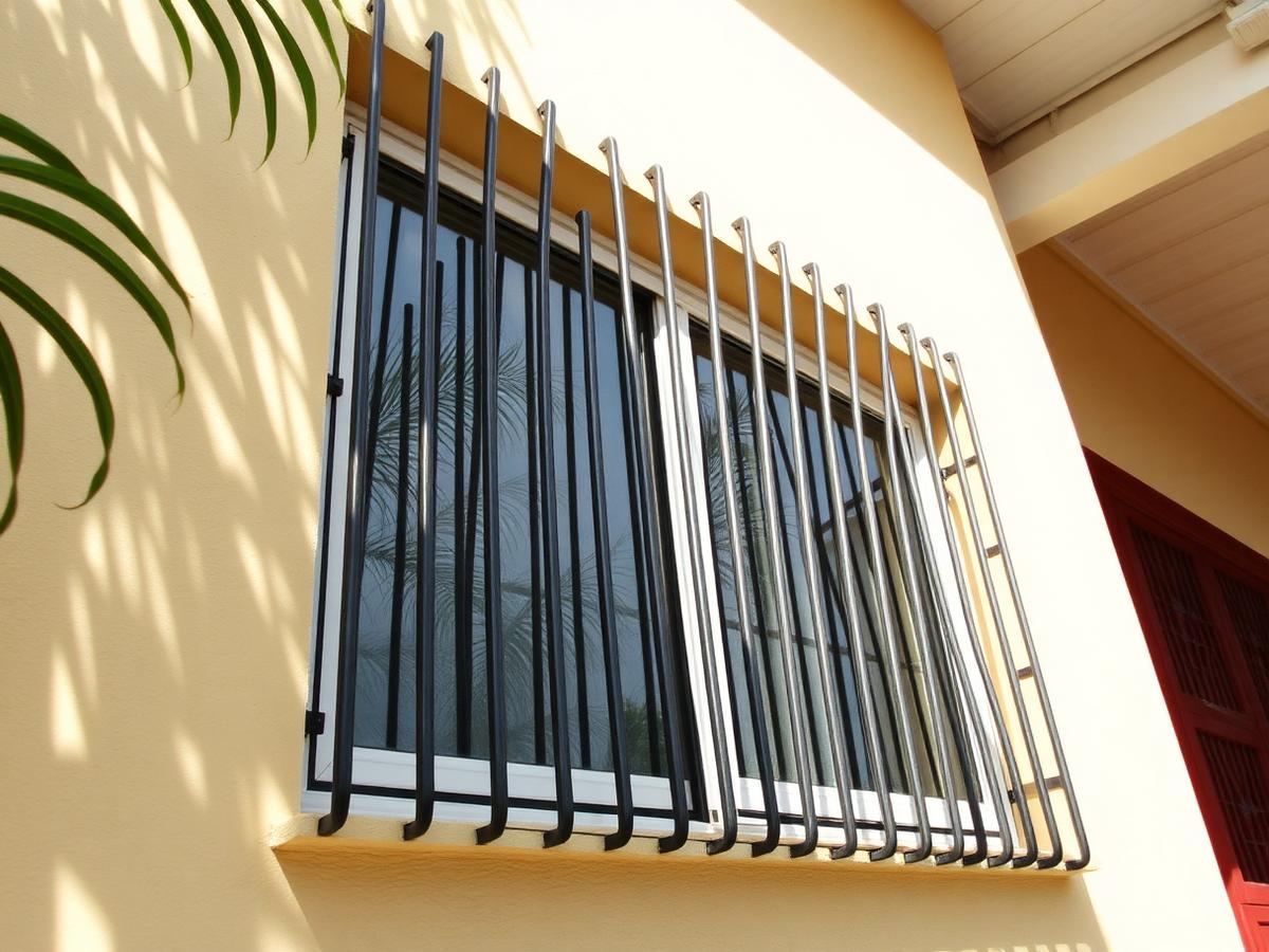 Welded window grills and burglar bars on a Belizean home